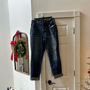 Judy Blue Women’s High Waist Boyfriend Double Cuffed Frayed Hem Jeans